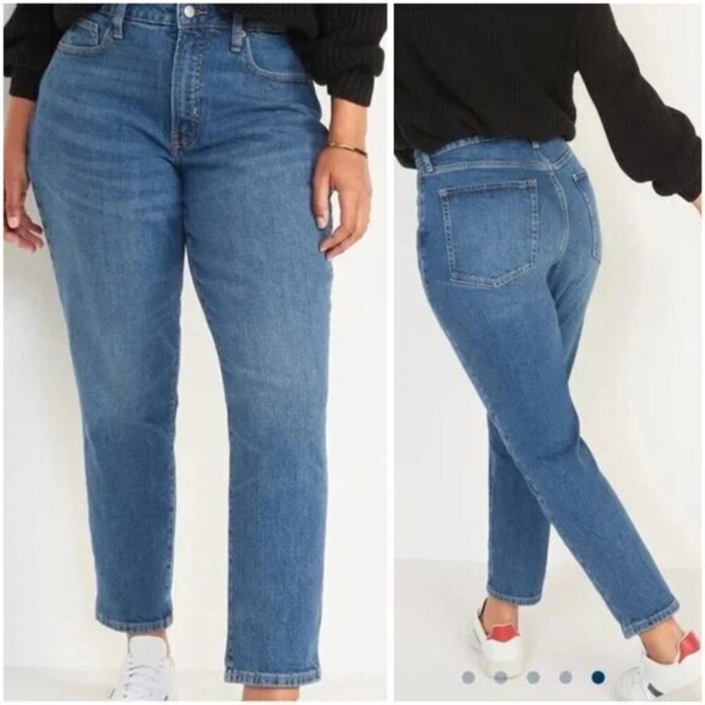 Old Navy Extra High-Rise O.G. Straight Jeans in Margarita Blue Size 4 Tall 30"